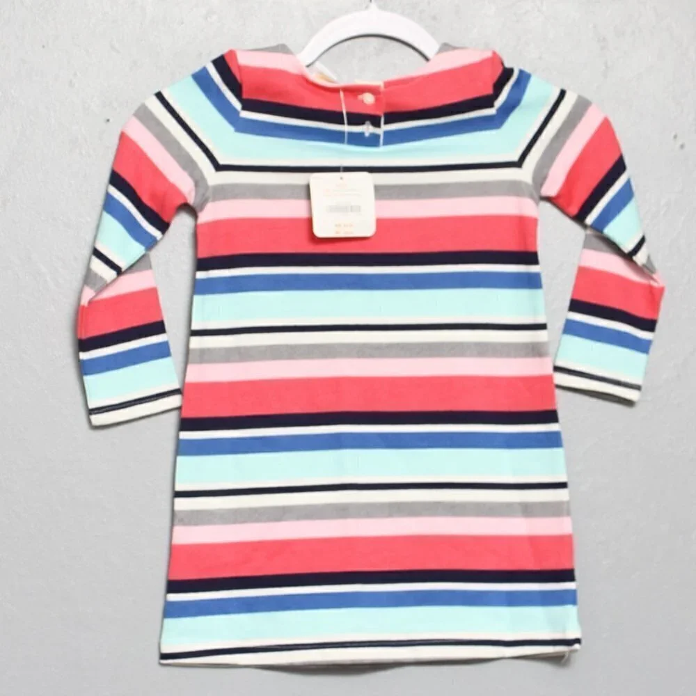 Gymboree nwt multicolored cotton stripe pocket long sleeve dress